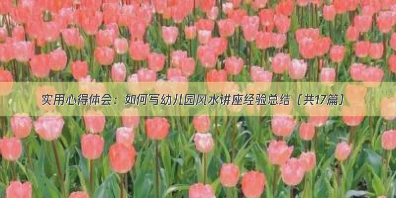 实用心得体会：如何写幼儿园风水讲座经验总结（共17篇）