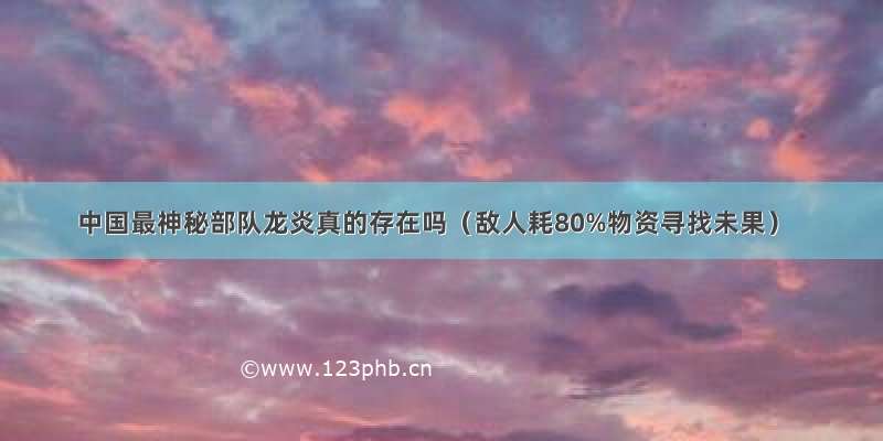 中国最神秘部队龙炎真的存在吗（敌人耗80%物资寻找未果）