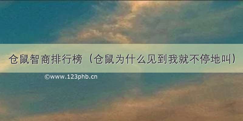 仓鼠智商排行榜（仓鼠为什么见到我就不停地叫）