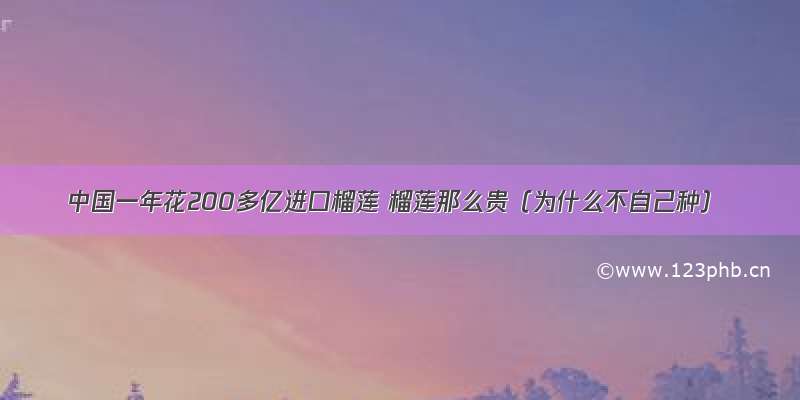 中国一年花200多亿进口榴莲 榴莲那么贵（为什么不自己种）