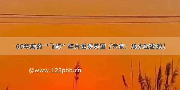 60年前的“飞碟”碎片重现英国（专家：热水缸做的）