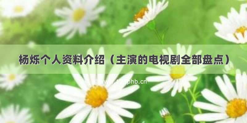 杨烁个人资料介绍（主演的电视剧全部盘点）