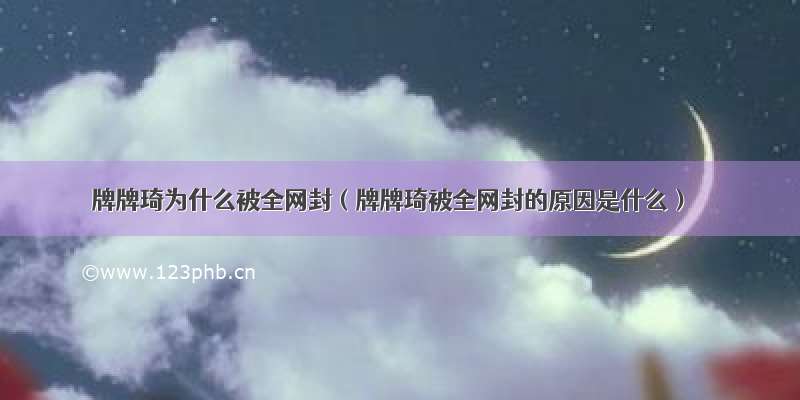 牌牌琦为什么被全网封（牌牌琦被全网封的原因是什么）