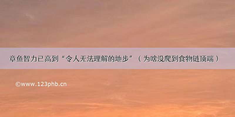 章鱼智力已高到“令人无法理解的地步”（为啥没爬到食物链顶端）