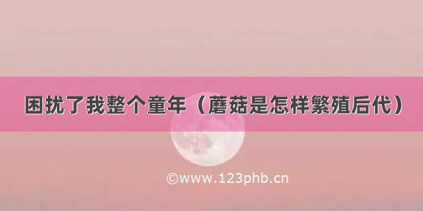 困扰了我整个童年（蘑菇是怎样繁殖后代）