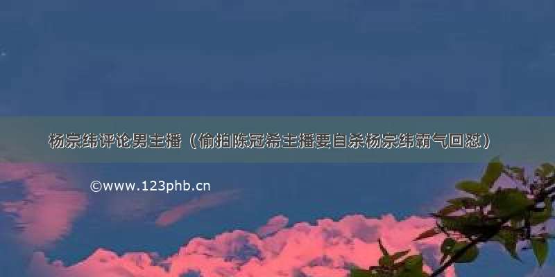 杨宗纬评论男主播（偷拍陈冠希主播要自杀杨宗纬霸气回怼）