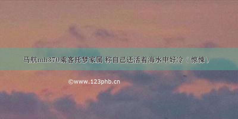 马航mh370乘客托梦家属 称自己还活着海水中好冷（惊悚）