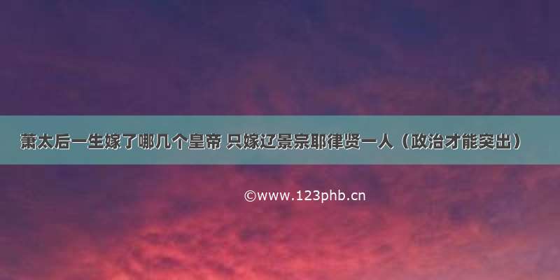 萧太后一生嫁了哪几个皇帝 只嫁辽景宗耶律贤一人（政治才能突出）