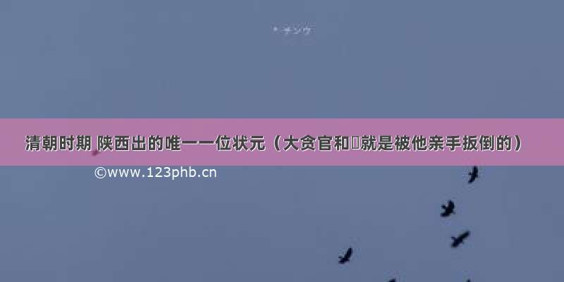 清朝时期 陕西出的唯一一位状元（大贪官和珅就是被他亲手扳倒的）