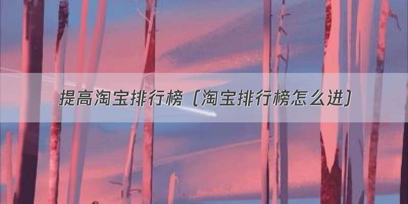 提高淘宝排行榜（淘宝排行榜怎么进）