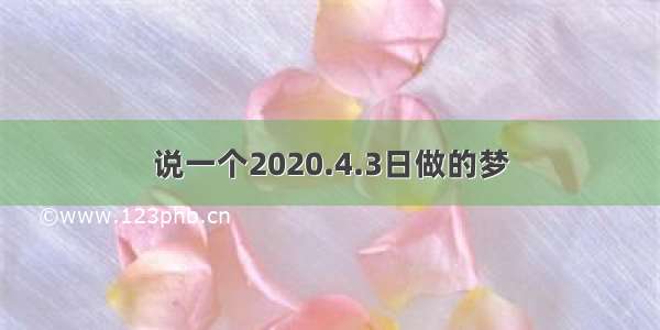 说一个2020.4.3日做的梦