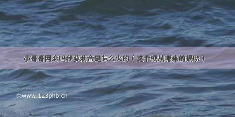 小哥哥网恋吗我萝莉音是怎么火的（这个梗从哪来的揭晓）