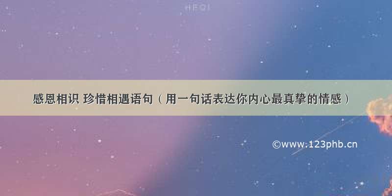 感恩相识 珍惜相遇语句（用一句话表达你内心最真挚的情感）