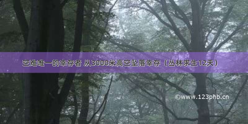 空难唯一的幸存者 从3000米高空坠落幸存（丛林求生12天）