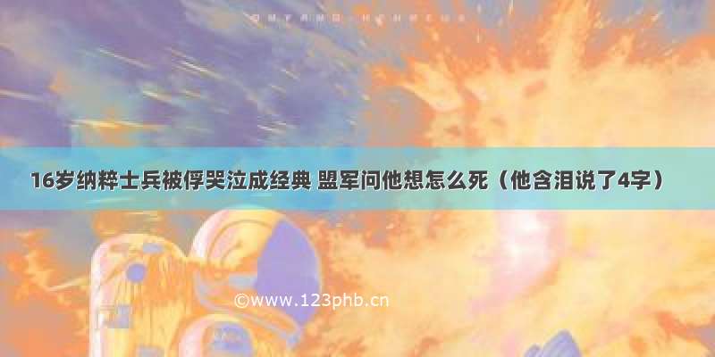 16岁纳粹士兵被俘哭泣成经典 盟军问他想怎么死（他含泪说了4字）