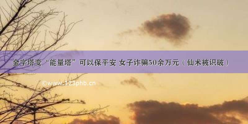 金字塔变“能量塔”可以保平安 女子诈骗50余万元（仙术被识破）