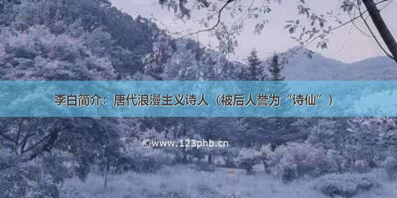 李白简介：唐代浪漫主义诗人（被后人誉为“诗仙”）