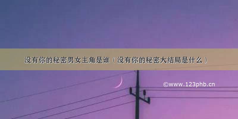 没有你的秘密男女主角是谁（没有你的秘密大结局是什么）