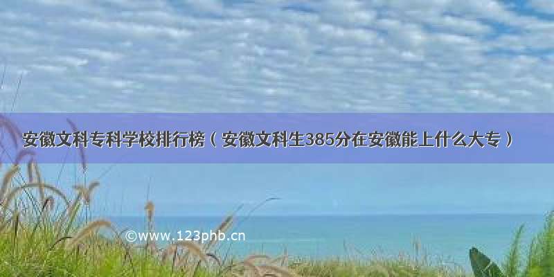 安徽文科专科学校排行榜（安徽文科生385分在安徽能上什么大专）