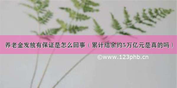 养老金发放有保证是怎么回事（累计结余约5万亿元是真的吗）