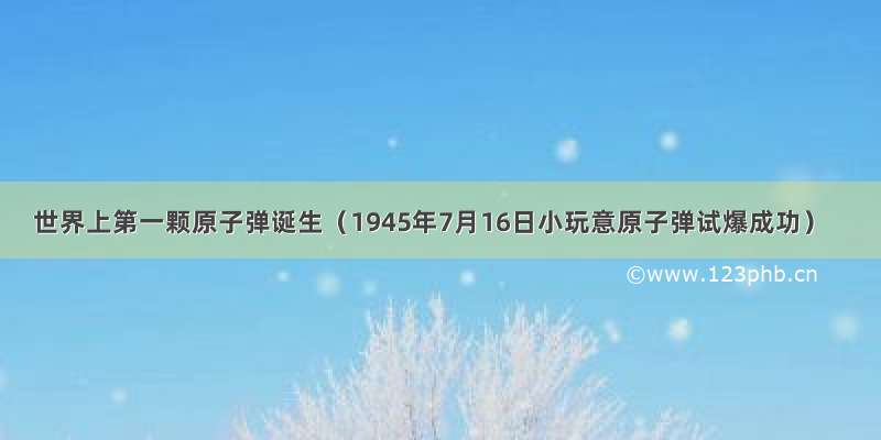 世界上第一颗原子弹诞生（1945年7月16日小玩意原子弹试爆成功）