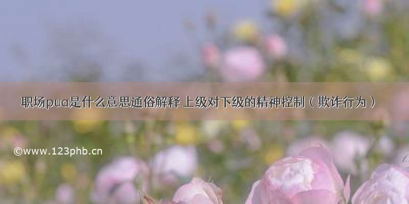 职场pua是什么意思通俗解释 上级对下级的精神控制（欺诈行为）