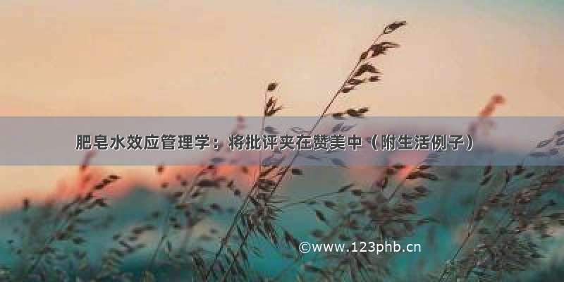 肥皂水效应管理学：将批评夹在赞美中（附生活例子）