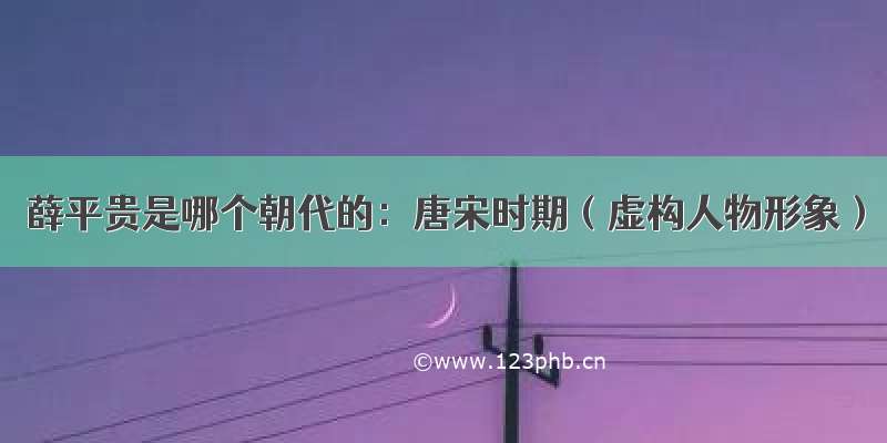 薛平贵是哪个朝代的：唐宋时期（虚构人物形象）