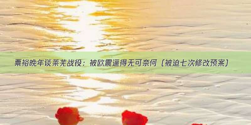 粟裕晚年谈莱芜战役：被欧震逼得无可奈何（被迫七次修改预案）