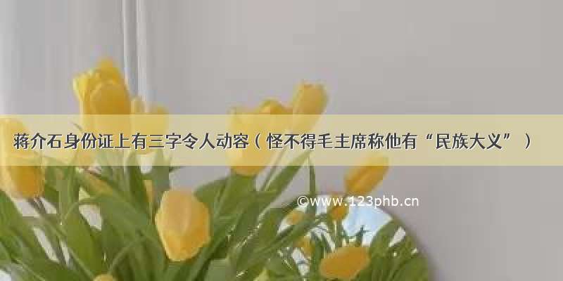 蒋介石身份证上有三字令人动容（怪不得毛主席称他有“民族大义”）