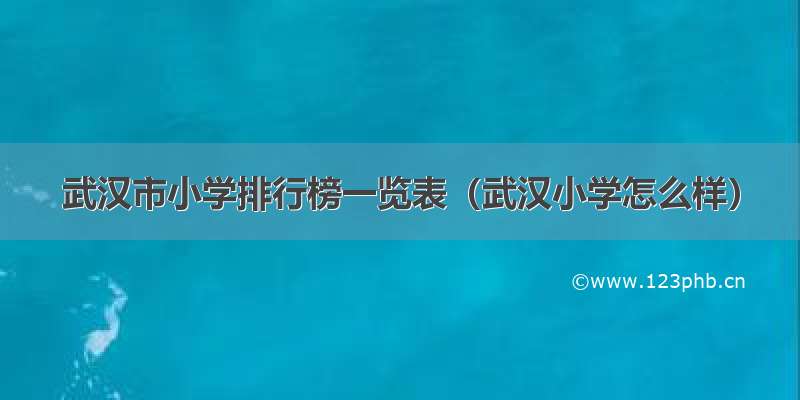 武汉市小学排行榜一览表（武汉小学怎么样）