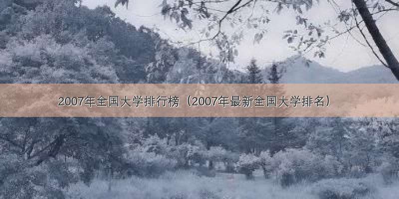 2007年全国大学排行榜（2007年最新全国大学排名）