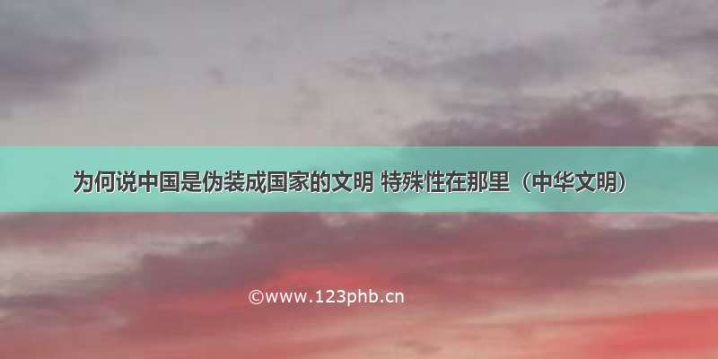 为何说中国是伪装成国家的文明 特殊性在那里（中华文明）