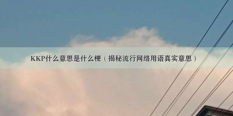 KKP什么意思是什么梗（揭秘流行网络用语真实意思）