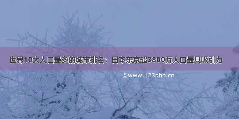 世界10大人口最多的城市排名：日本东京超3800万人口最具吸引力