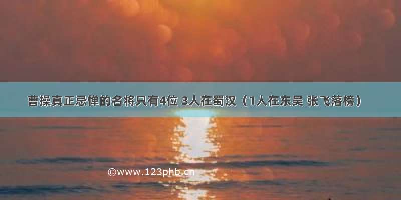 曹操真正忌惮的名将只有4位 3人在蜀汉（1人在东吴 张飞落榜）