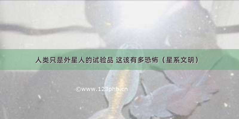 人类只是外星人的试验品 这该有多恐怖（星系文明）