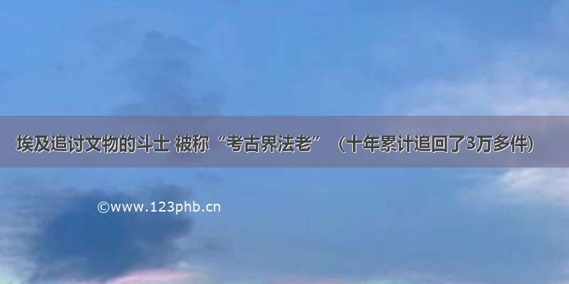 埃及追讨文物的斗士 被称“考古界法老”（十年累计追回了3万多件）