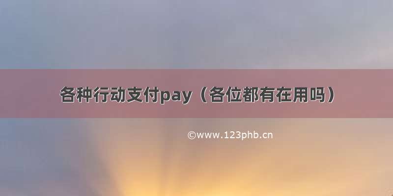 各种行动支付pay（各位都有在用吗）