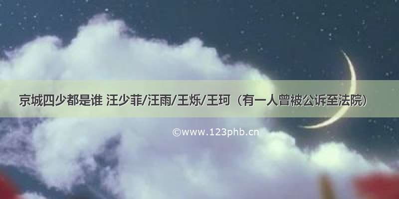 京城四少都是谁 汪少菲/汪雨/王烁/王珂（有一人曾被公诉至法院）