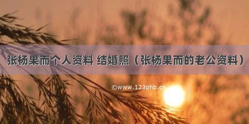 张杨果而个人资料 结婚照（张杨果而的老公资料）