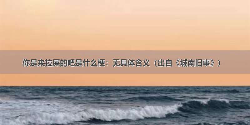 你是来拉屎的吧是什么梗：无具体含义（出自《城南旧事》）