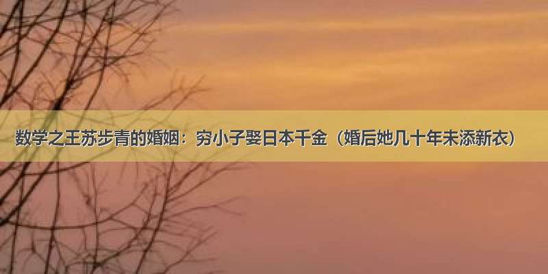 数学之王苏步青的婚姻：穷小子娶日本千金（婚后她几十年未添新衣）