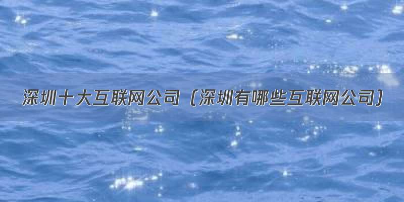 深圳十大互联网公司（深圳有哪些互联网公司）