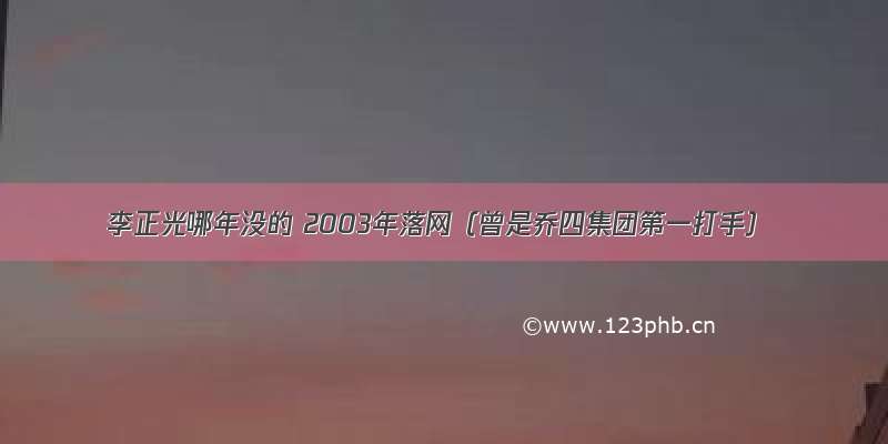 李正光哪年没的 2003年落网（曾是乔四集团第一打手）