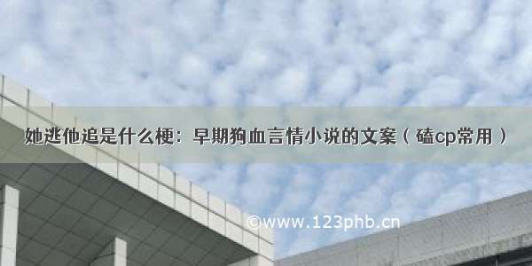 她逃他追是什么梗：早期狗血言情小说的文案（磕cp常用）