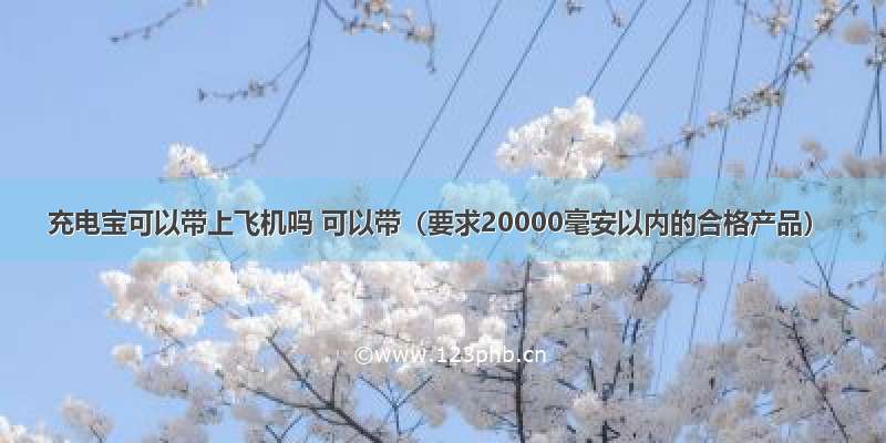 充电宝可以带上飞机吗 可以带（要求20000毫安以内的合格产品）