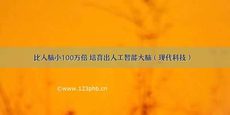 比人脑小100万倍 培育出人工智能大脑（现代科技）