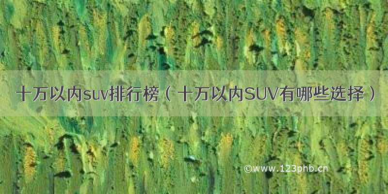 十万以内suv排行榜（十万以内SUV有哪些选择）