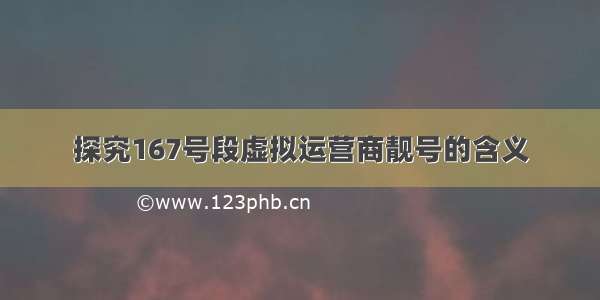 探究167号段虚拟运营商靓号的含义